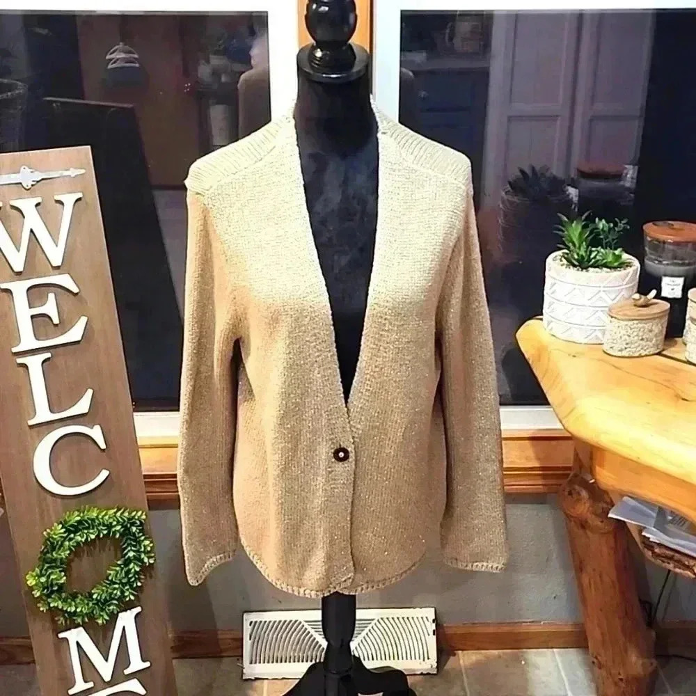 J Jill Gold Metallic Cardigan